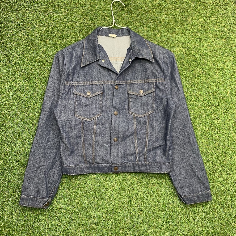 Vintage Jean Jacket Boys Large Denim Trucker 70s/80s Selvedge Dark Wash Snap